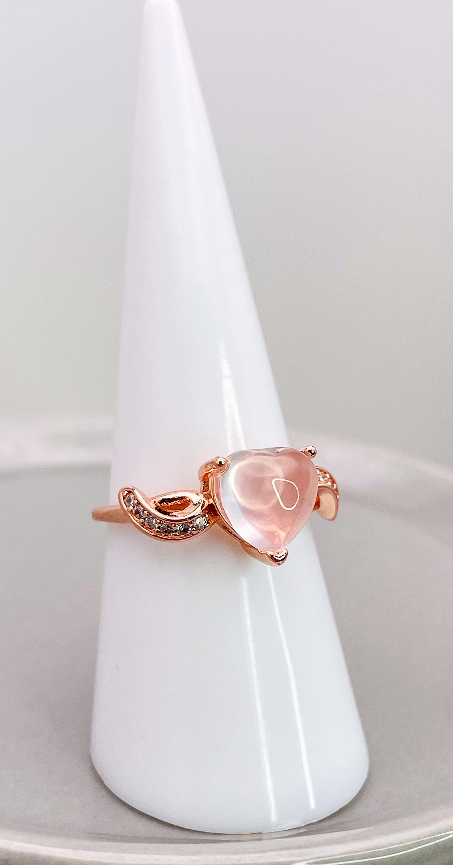 Rose Gold Cased Sterling Silver Rose Quartz Ring