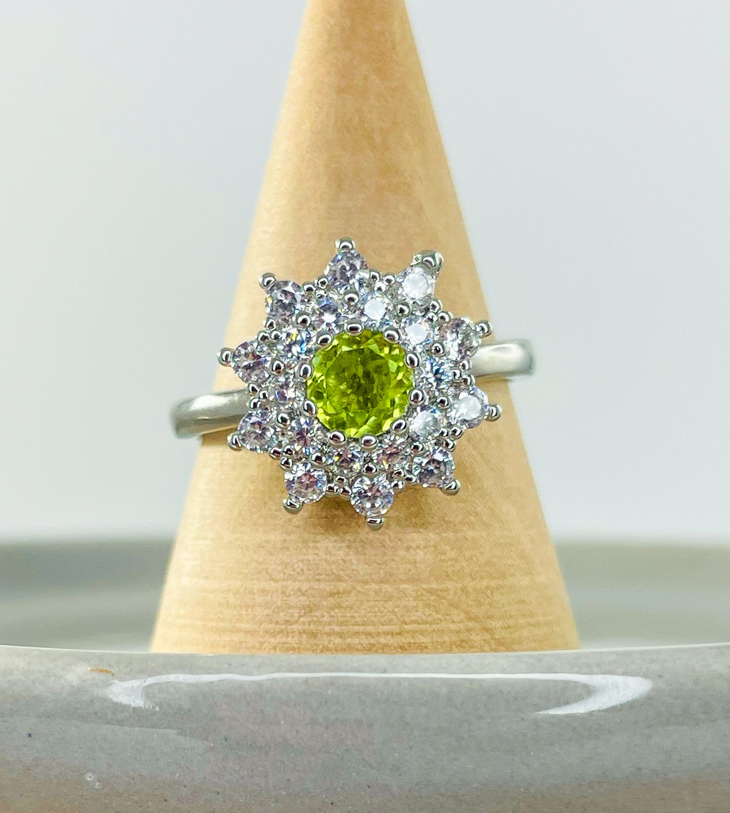 Natural Gemstone Flower Spinner .925 Sterling Silver Ring