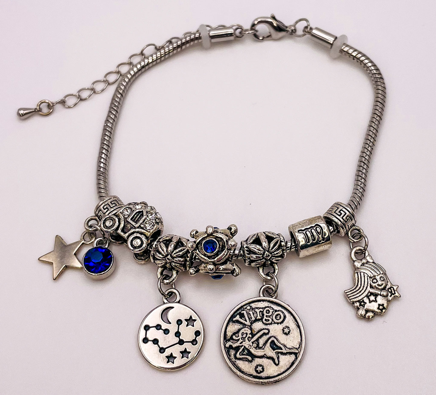 Virgo Stainless Steel Snake Charm Zodiac Bracelet