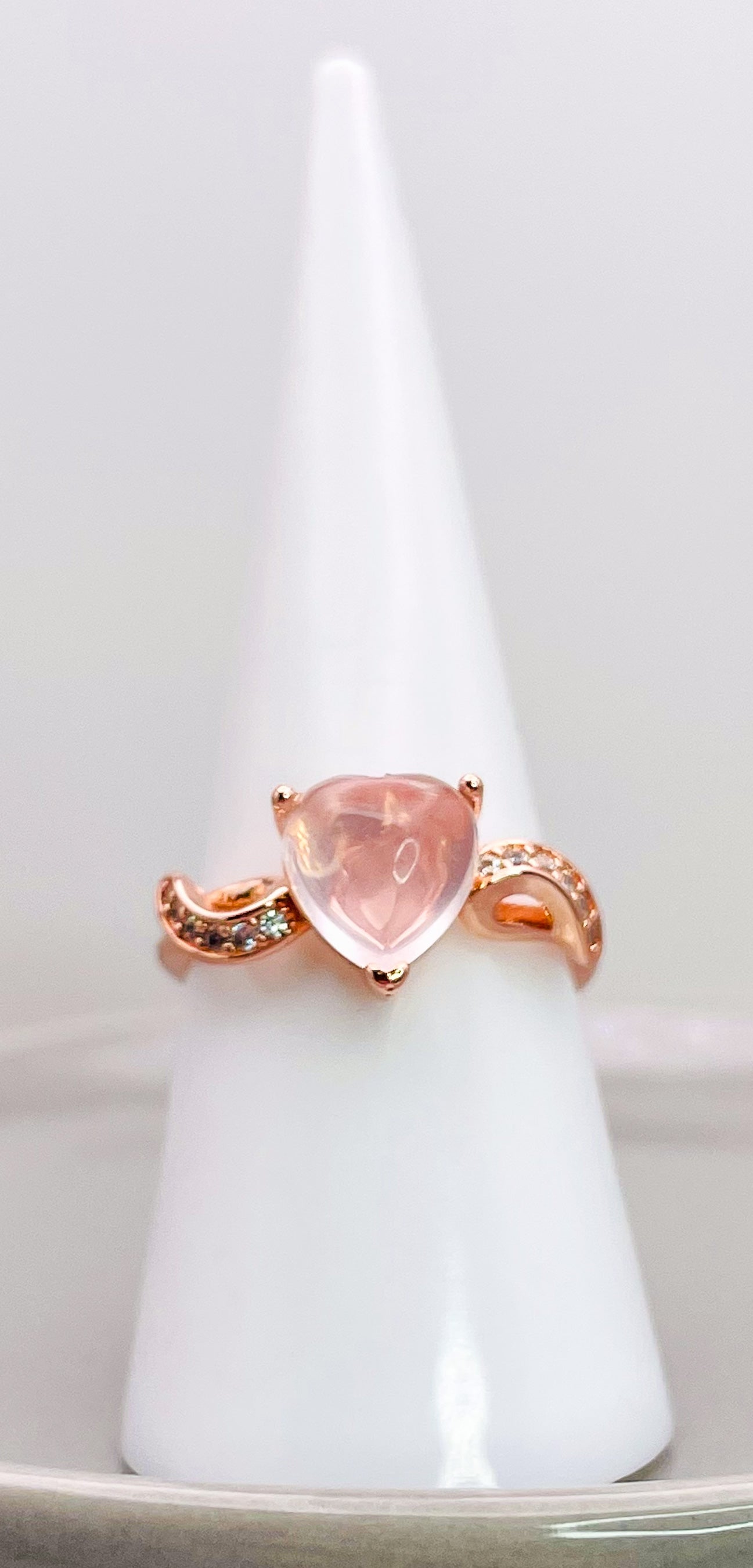 Rose Gold Cased Sterling Silver Rose Quartz Ring