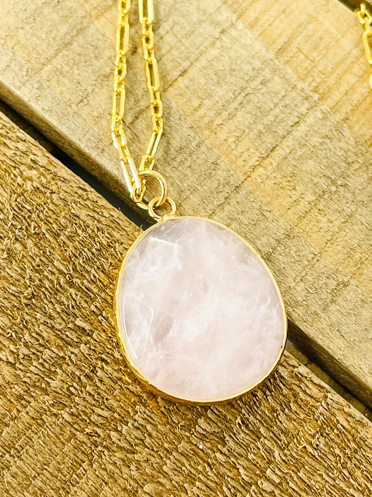 Rose Quartz Crystal Pendant Necklace