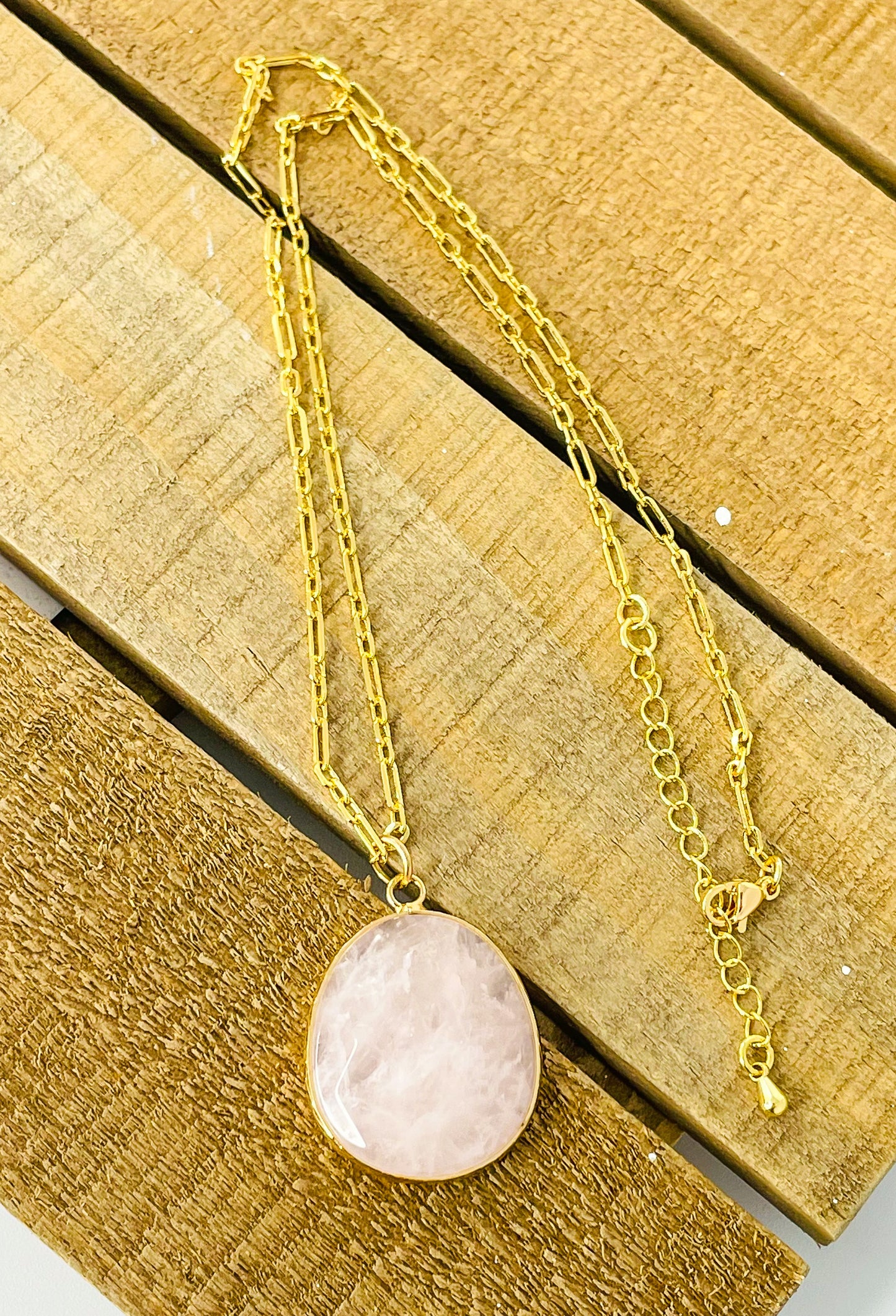 Rose Quartz Crystal Pendant Necklace