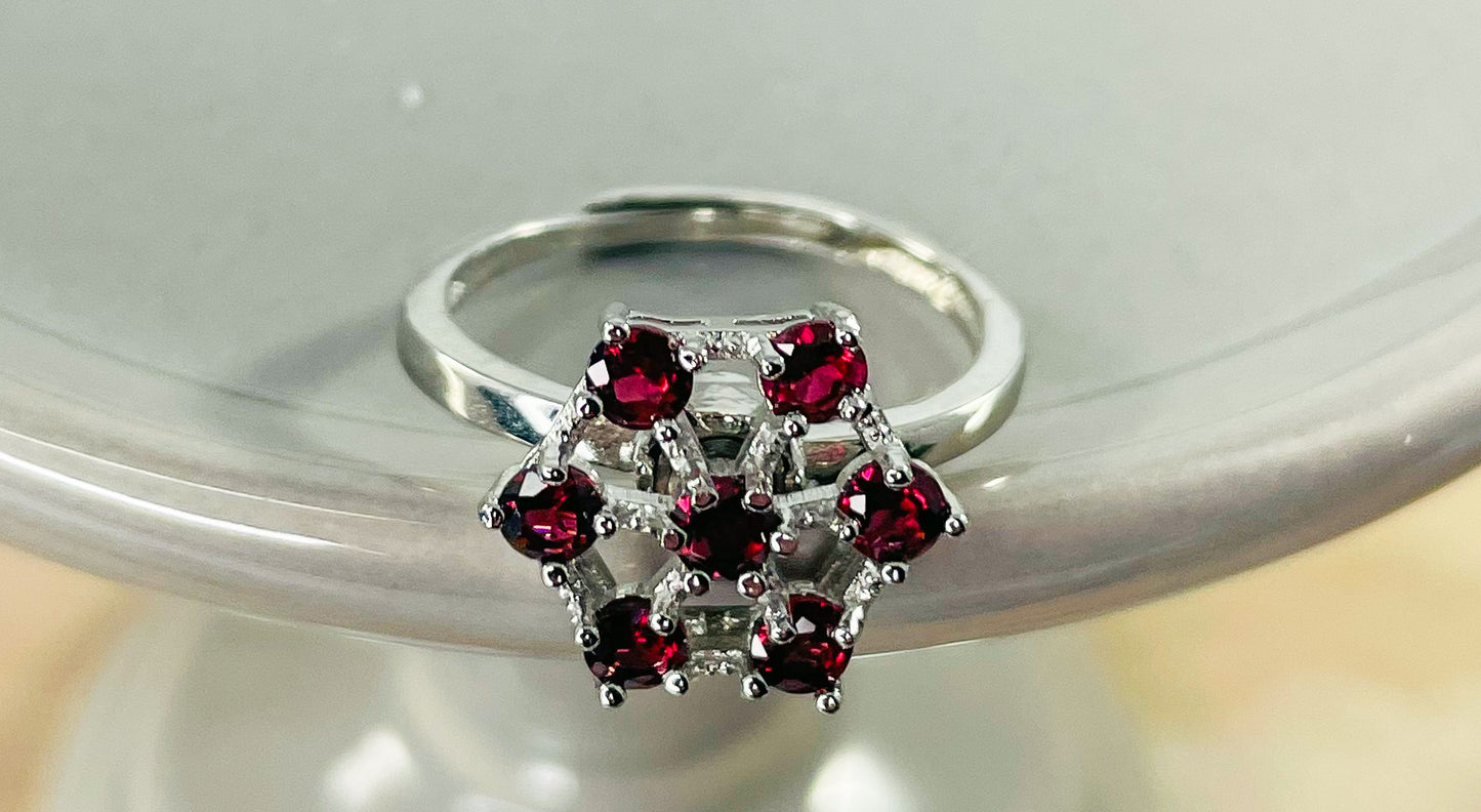 Natural Garnet Crystal Spinner Ring