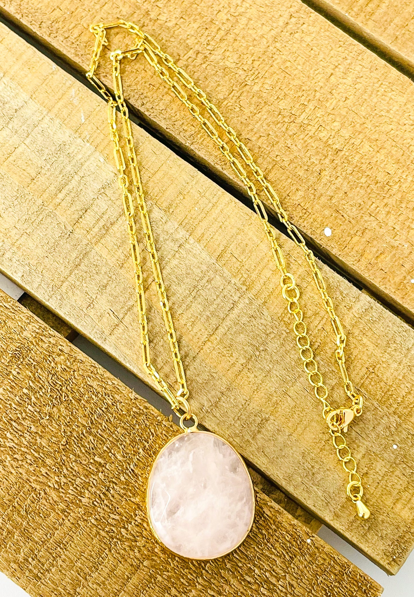 Rose Quartz Crystal Pendant Necklace