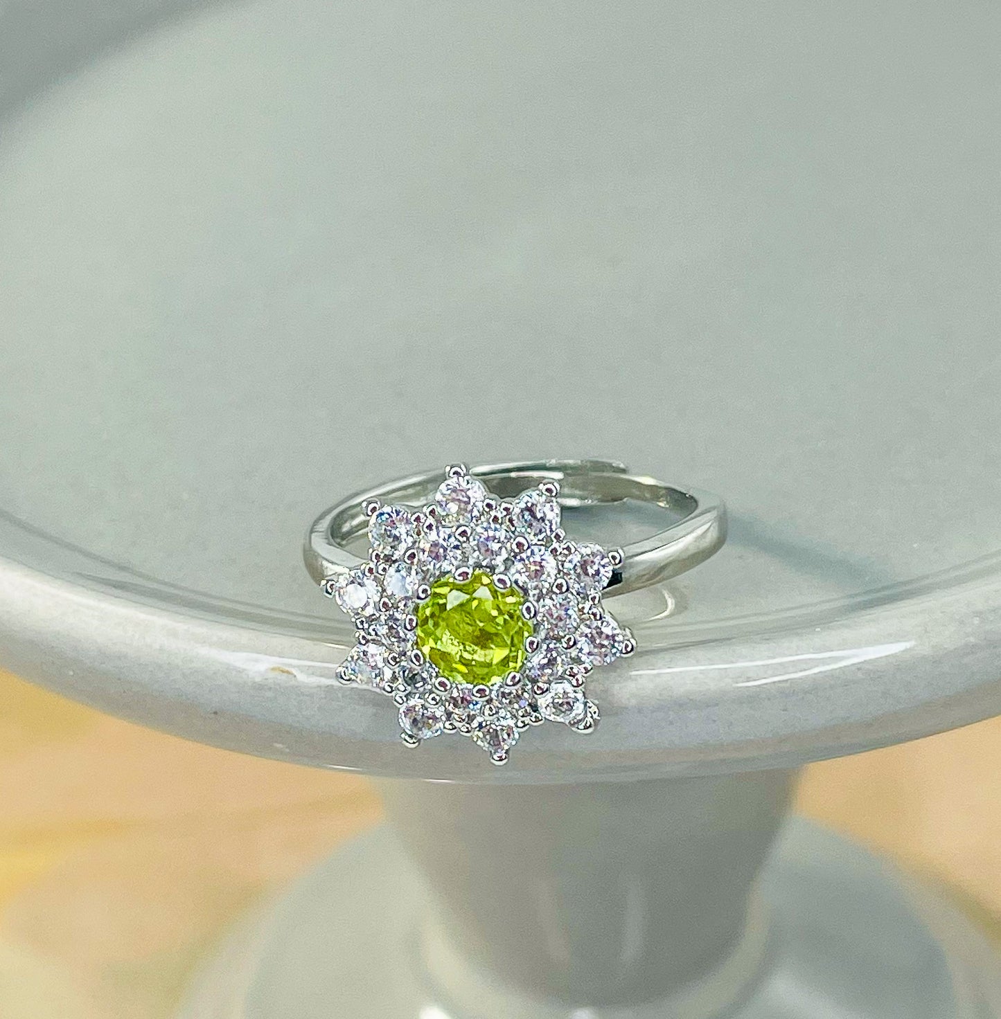 Natural Gemstone Flower Spinner .925 Sterling Silver Ring