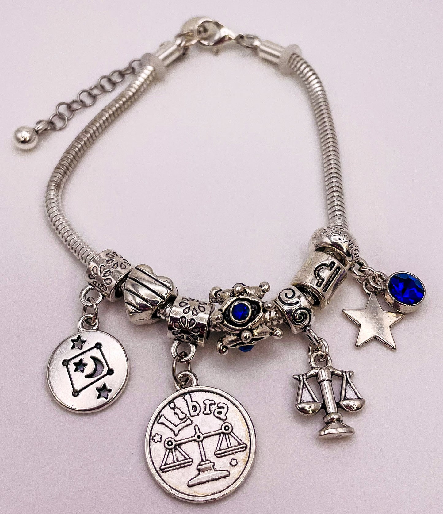 Libra Sterling Silver Snake Charm Zodiac Bracelet