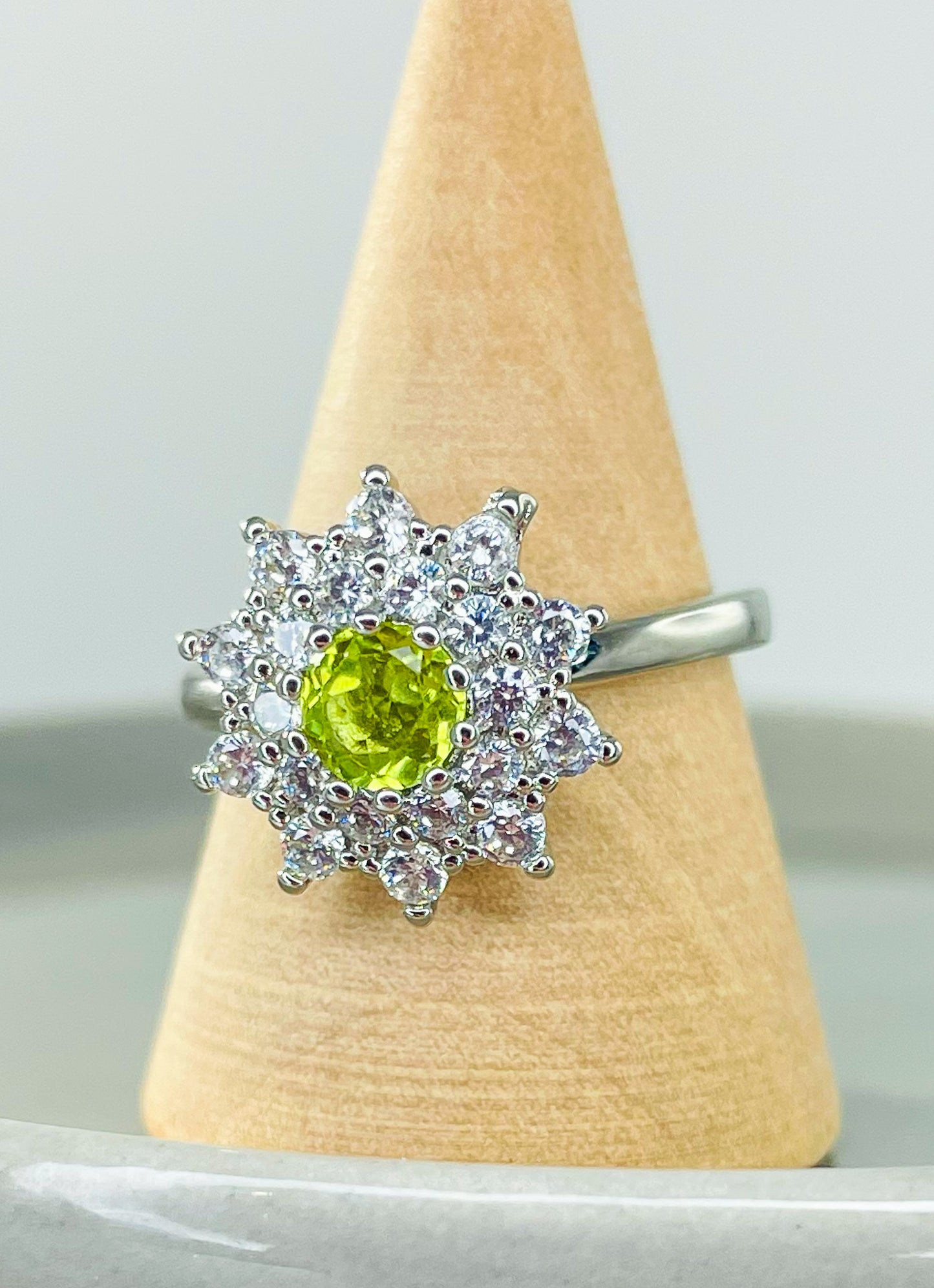 Natural Gemstone Flower Spinner .925 Sterling Silver Ring