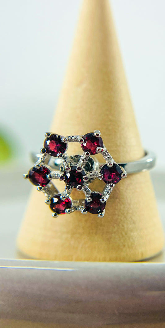 Natural Garnet Crystal Spinner Ring