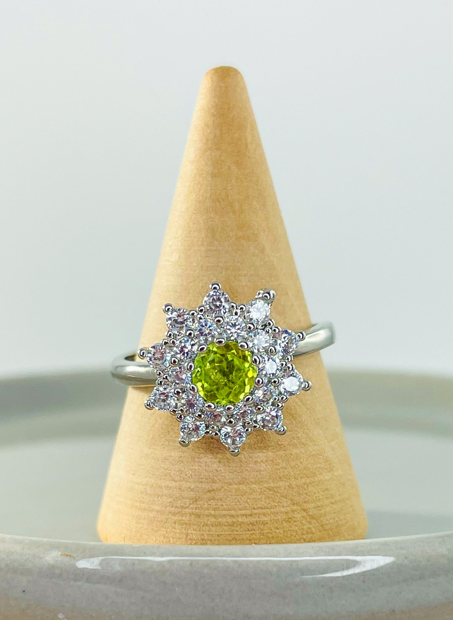 Natural Gemstone Flower Spinner .925 Sterling Silver Ring