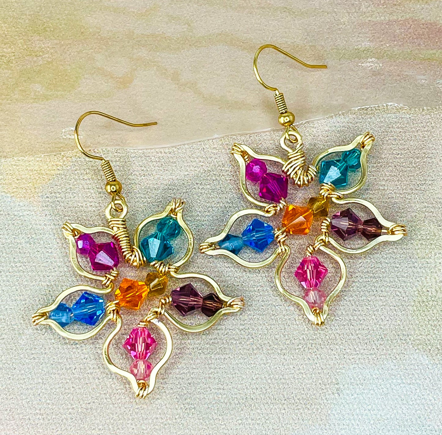 Flower Blossom Wire Wrapped Earrings