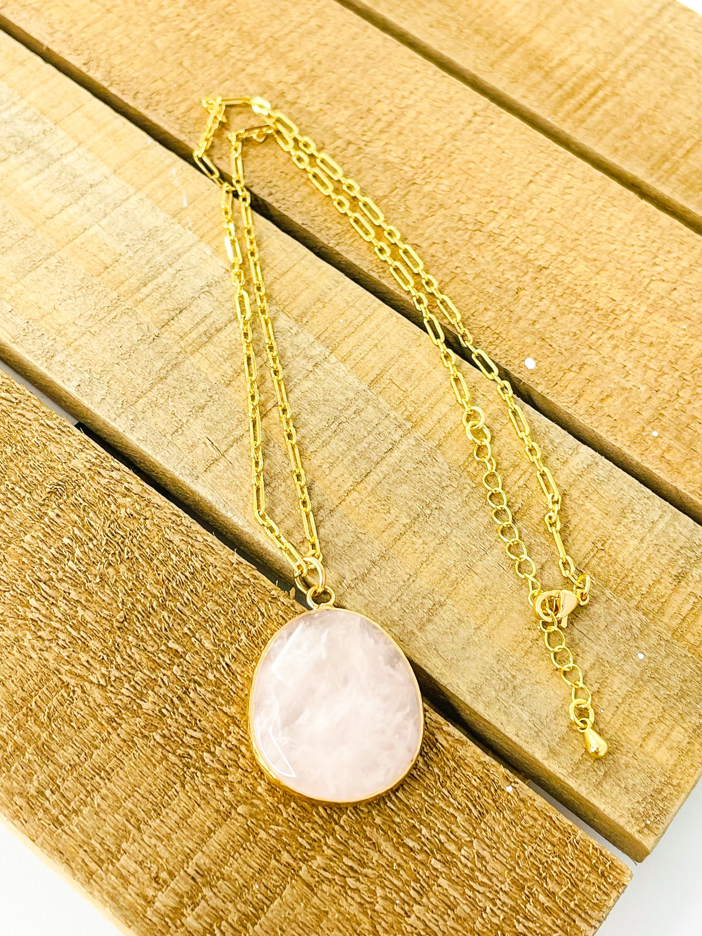 Rose Quartz Crystal Pendant Necklace