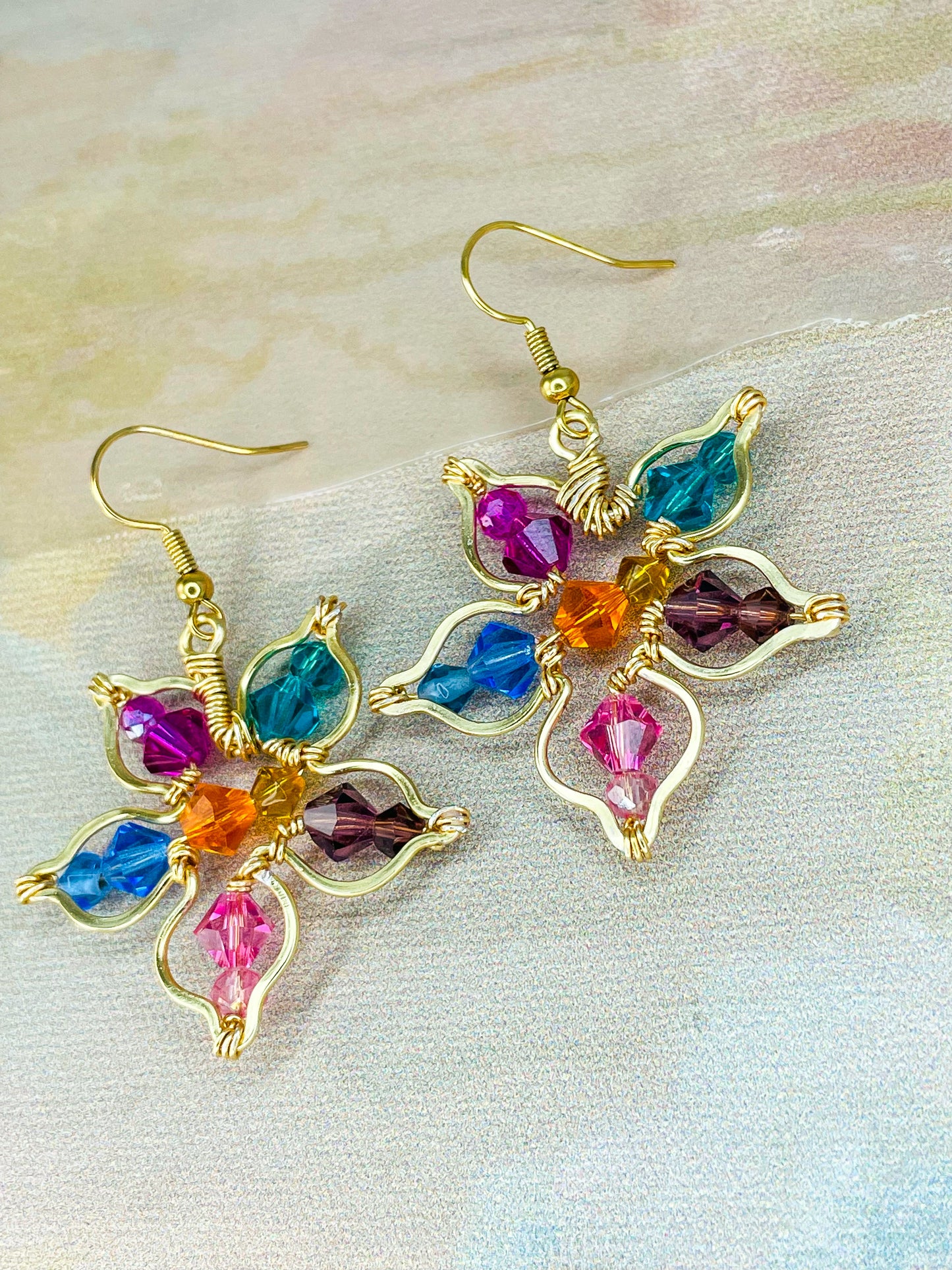 Flower Blossom Wire Wrapped Earrings