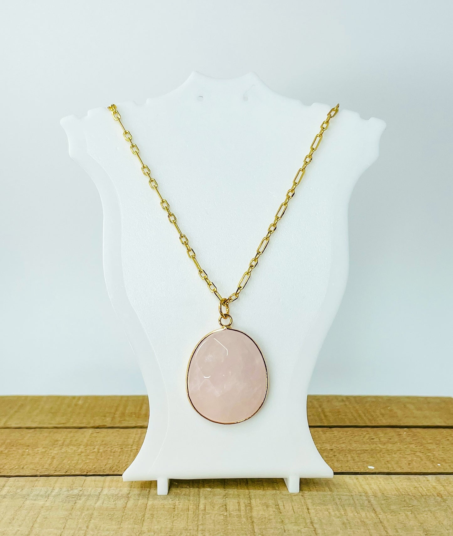 Rose Quartz Crystal Pendant Necklace