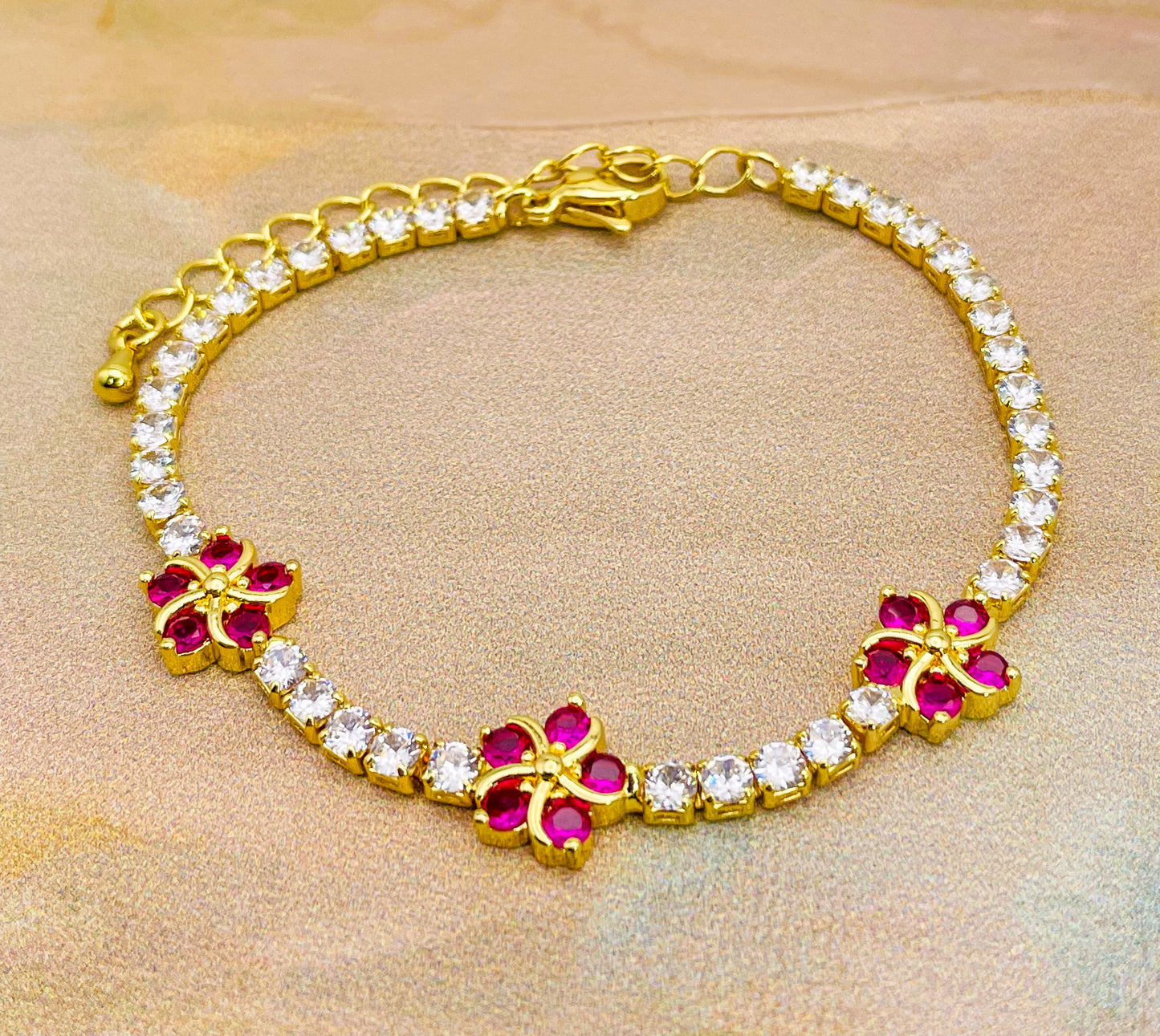 Swarovski Crystals Flower Blossom Gold Bracelet