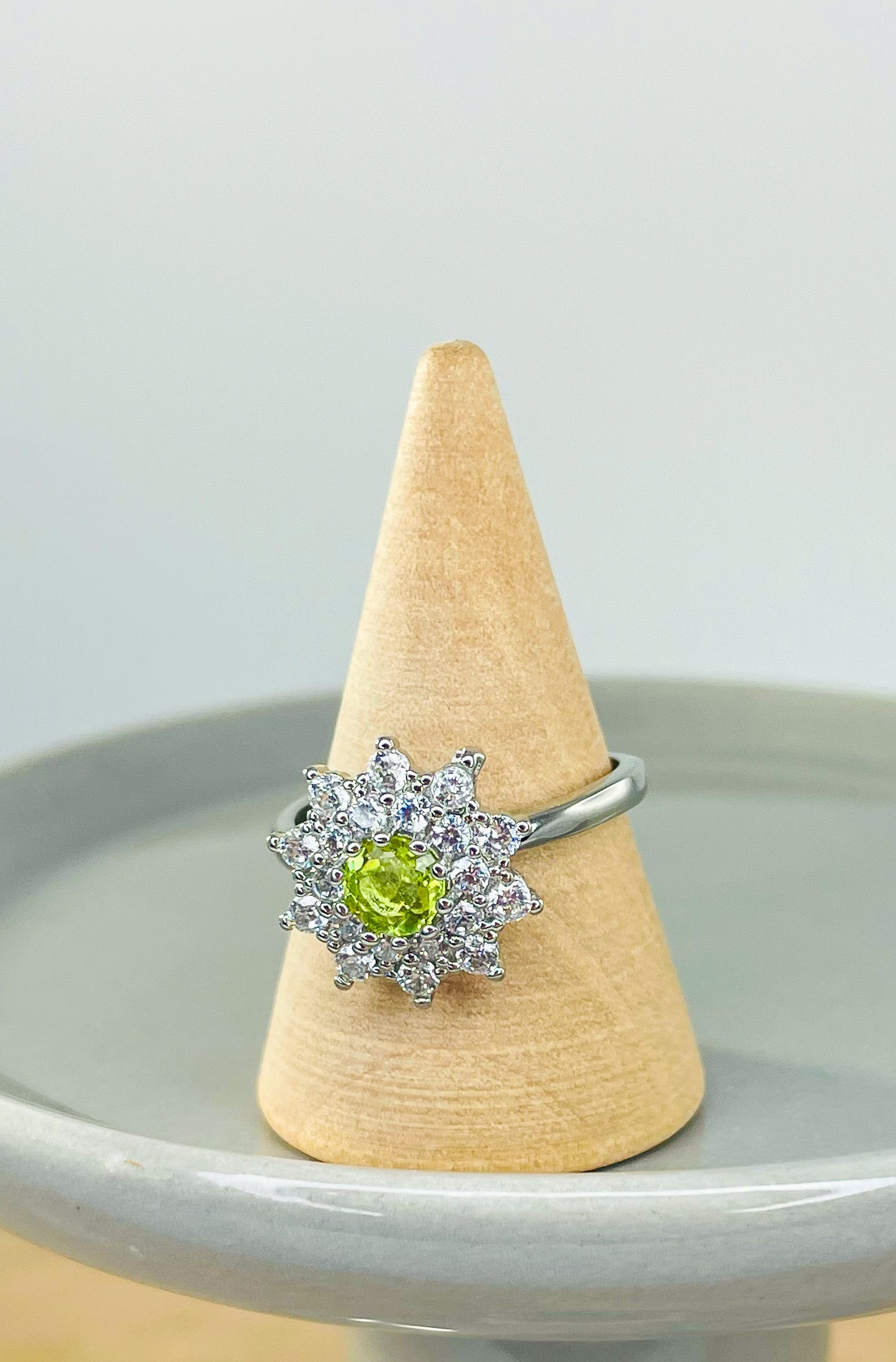 Natural Gemstone Flower Spinner .925 Sterling Silver Ring