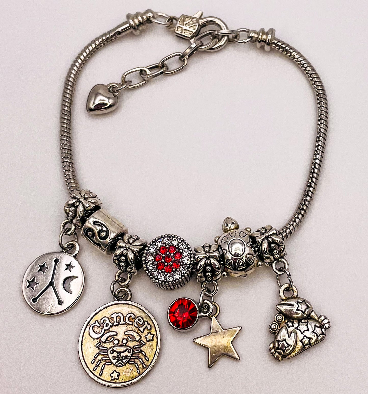 Cancer Stainless Steel Snake Charm Zodiac Bracelet