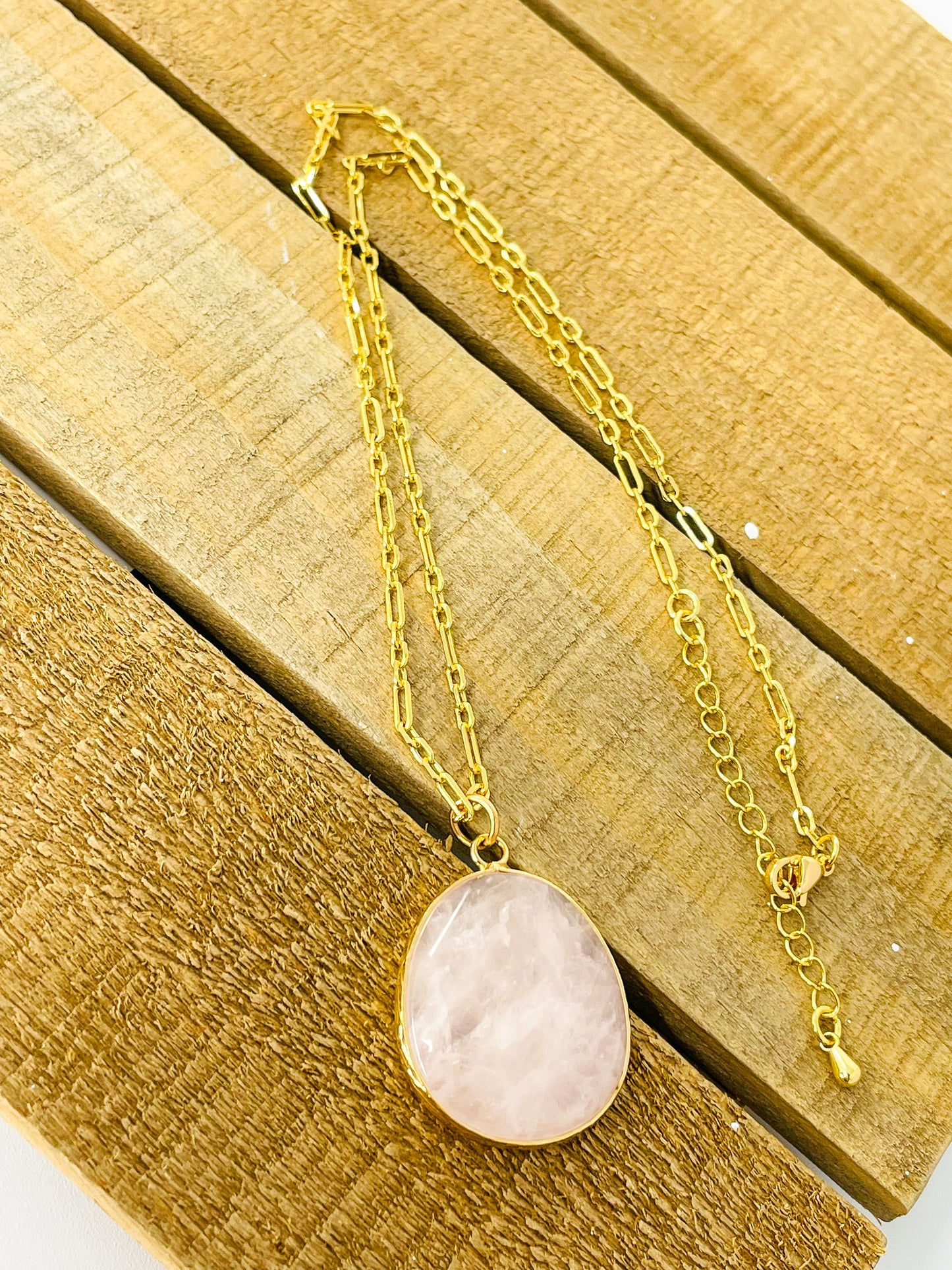 Rose Quartz Crystal Pendant Necklace