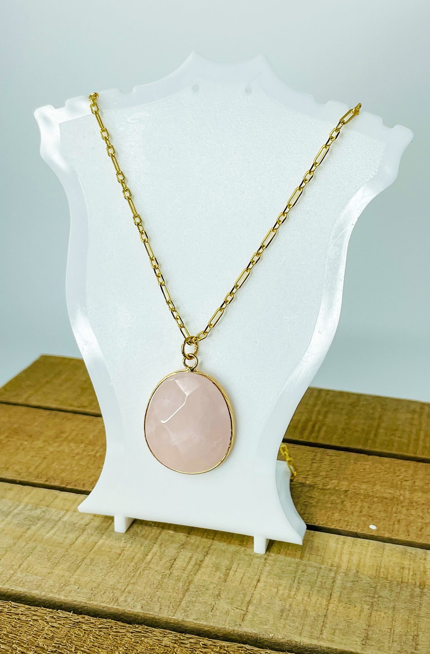 Rose Quartz Crystal Pendant Necklace