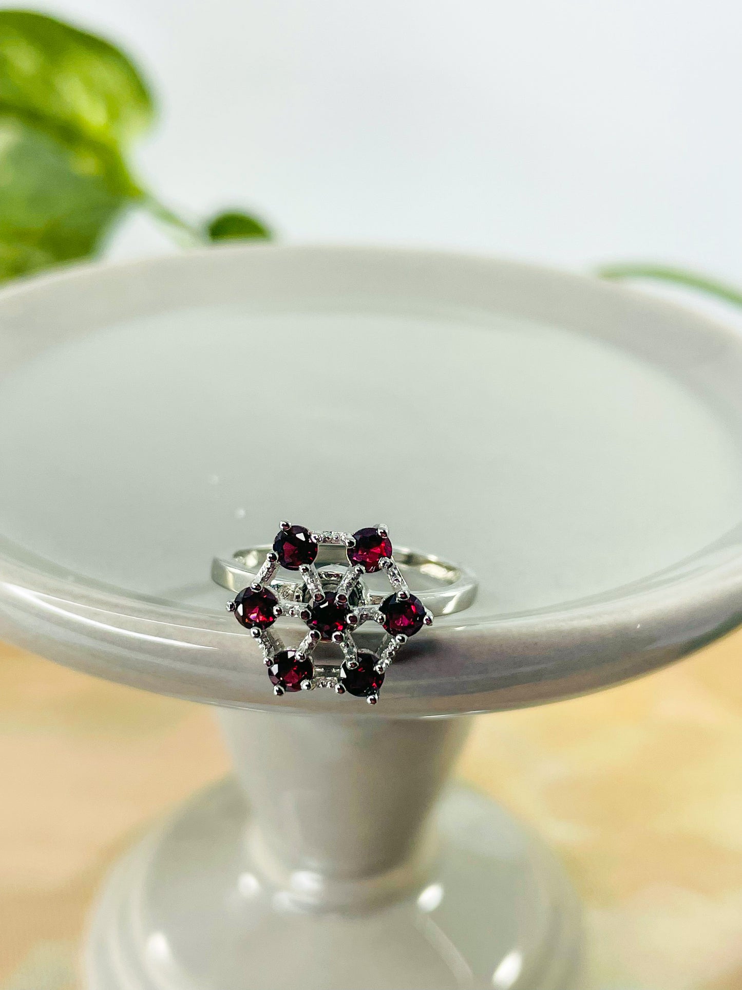 Natural Garnet Crystal Spinner Ring