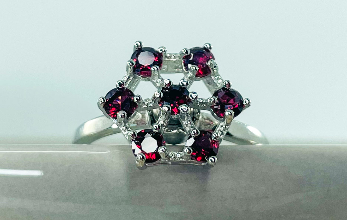 Natural Garnet Crystal Spinner Ring