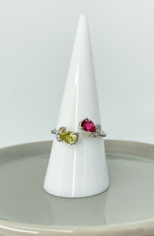 Sterling Silver Natural Tourmaline Petal Wrap Ring