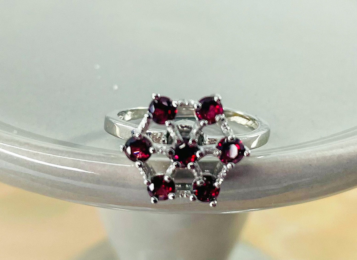 Natural Garnet Crystal Spinner Ring