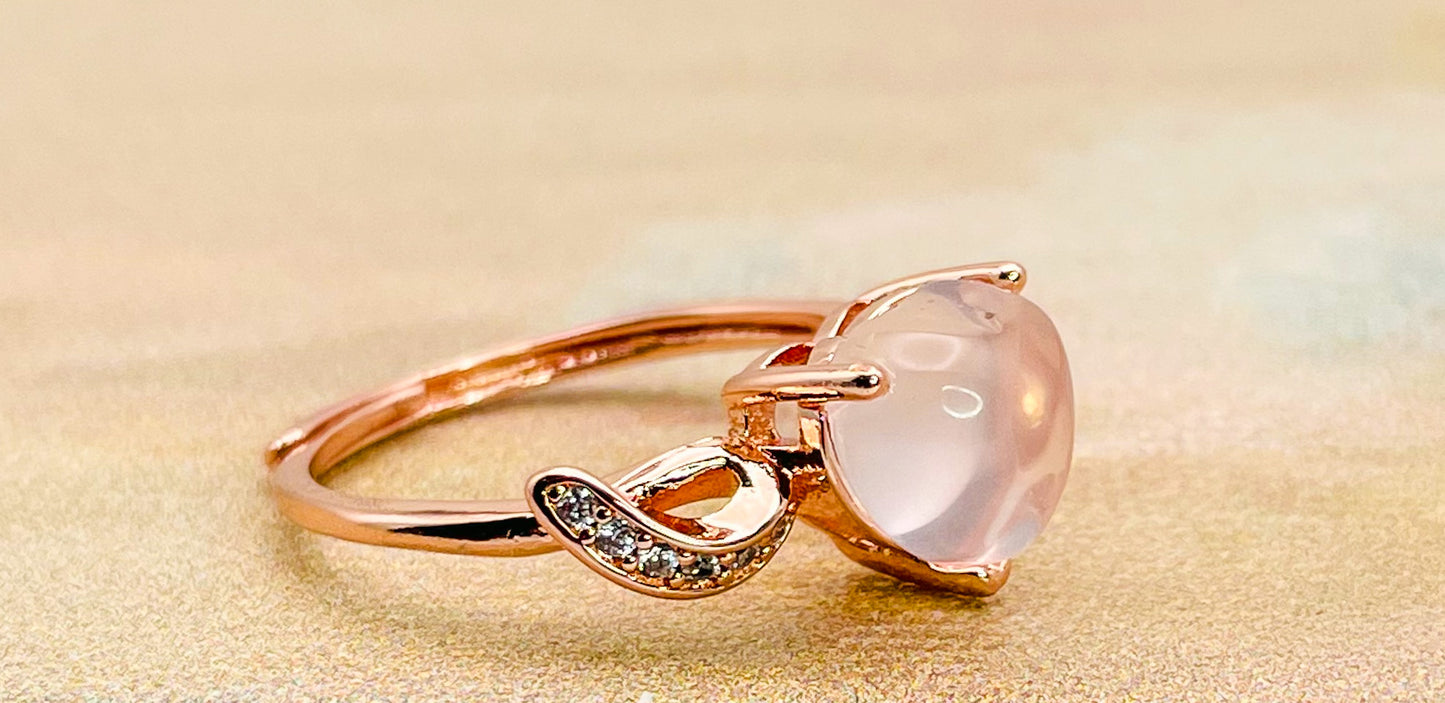 Rose Gold Cased Sterling Silver Rose Quartz Ring