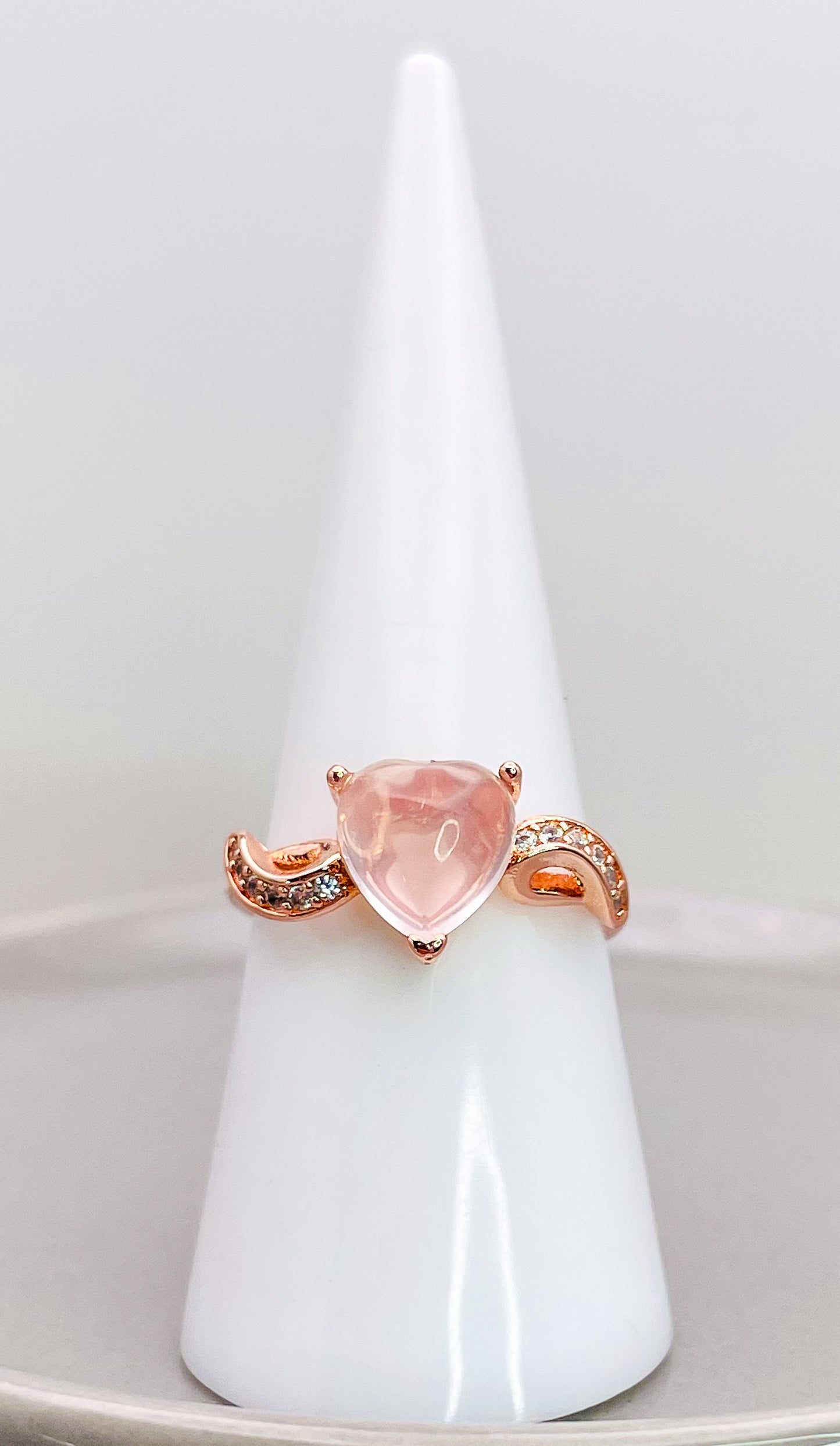 Rose Gold Cased Sterling Silver Rose Quartz Ring